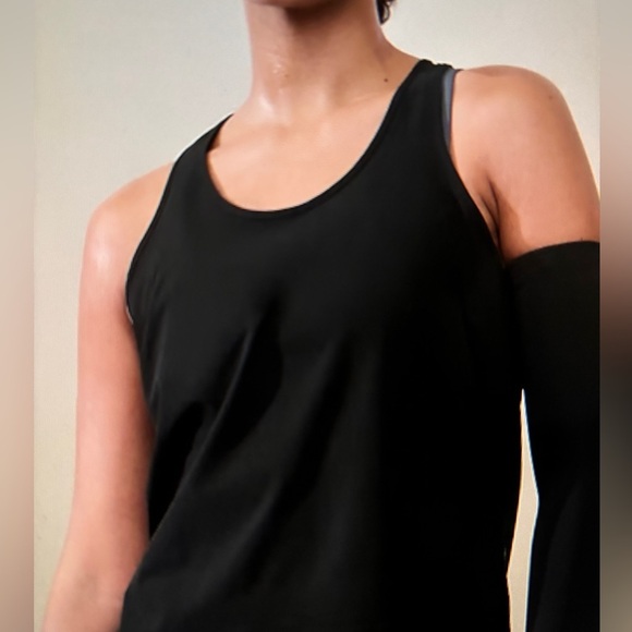 Athleta Ripstop Black Tank Top 2 Way Stretch Breathable Workout NEW Women L - Picture 3 of 8